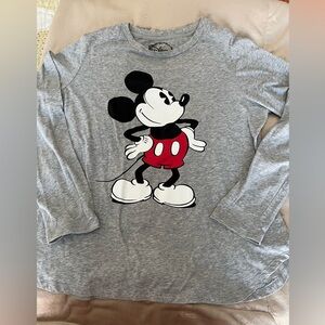 Disney Gray and Black Mickey Mouse Long Sleeve Tee